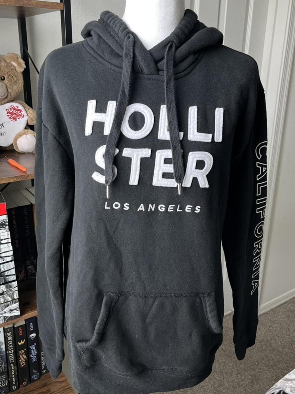 Hollister Black Crewneck Sweater with White Logo